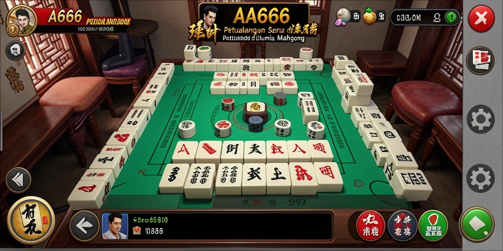 Gameplay menarik AA666 dengan ubin Mahjong yang berwarna-warni.