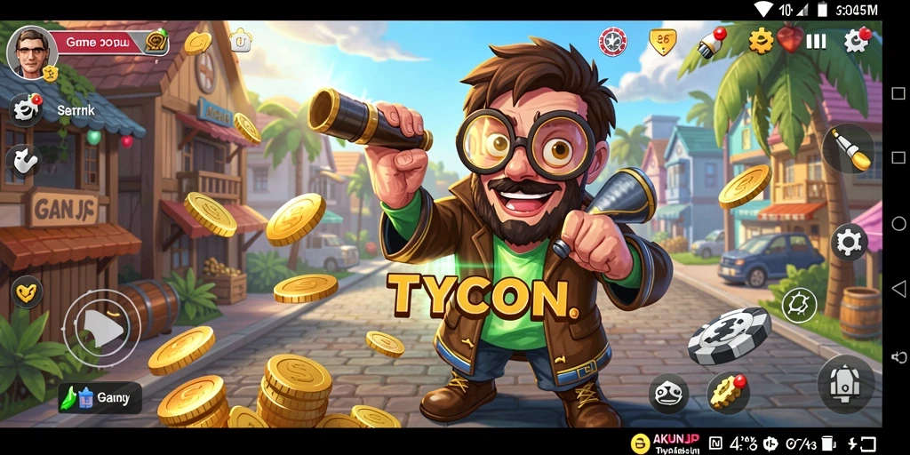 Tampilan gameplay seru AKUNJP saat membangun kerajaan bisnis.