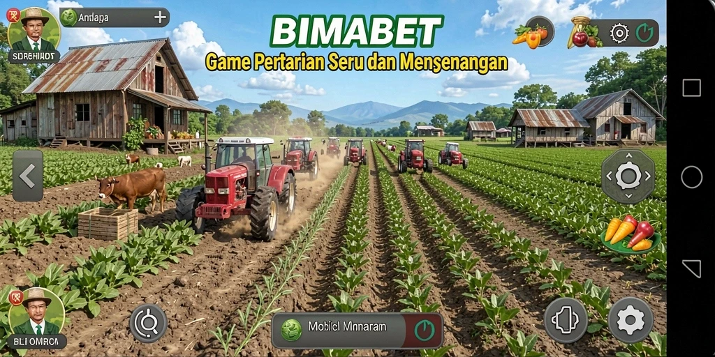 Tampilan gameplay seru BIMABET dengan aktivitas bertani.