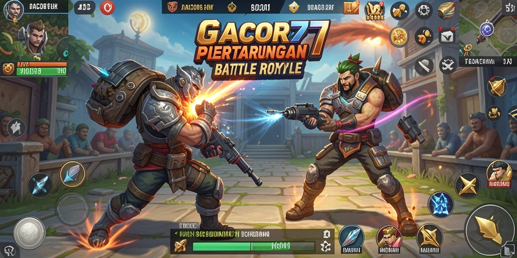Tampilan gameplay GACOR77 dalam pertarungan Battle Royale yang seru.