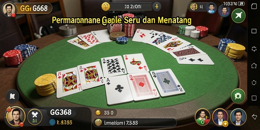 Tampilan permainan Gaple yang seru dengan fitur interaktif dan multiplayer.