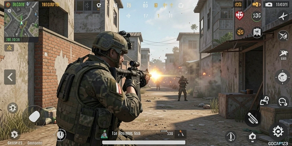 Screenshot gameplay GOCAP123 menampilkan aksi tempur yang seru dan intens.