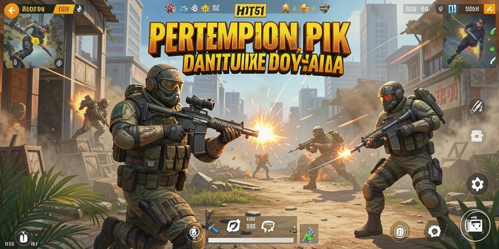 Gambaran gameplay HOT51 dalam pertarungan Battle Royale yang intens.