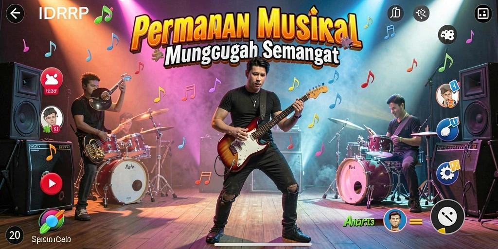 Tampilan gameplay IDRRP yang menarik dengan interaksi musik.