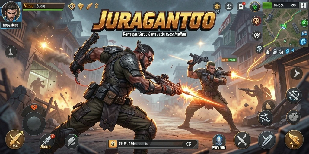 Gameplay JURAGANTOTO menunjukkan pertarungan seru dan karakter yang menarik.