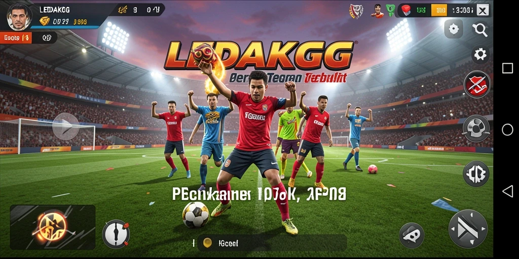 Screenshot gameplay LEDAKGG yang menunjukkan aksi mendebarkan di pertandingan olahraga.