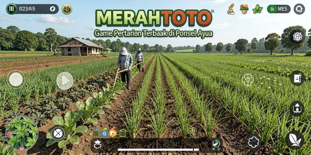 Tangkapan layar permainan MERAHTOTO yang menampilkan gameplay bertani.