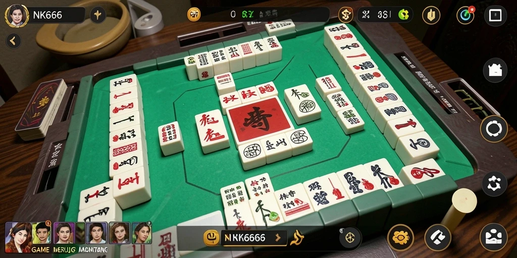 Screenshot utama NK666 menunjukkan gameplay Mahjong yang mendebarkan.