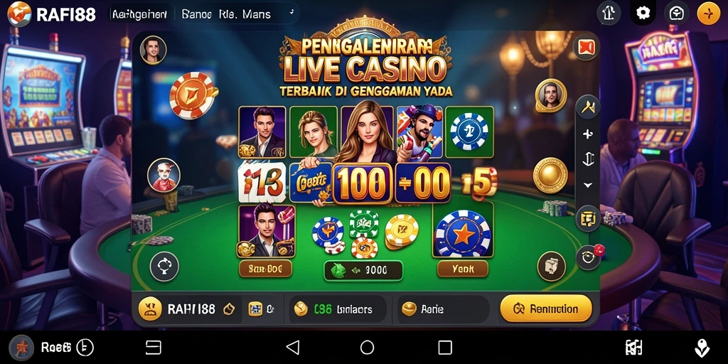 Screenshot gameplay RAFI88 menampilkan dealer profesional dan suasana kasino yang menegangkan.