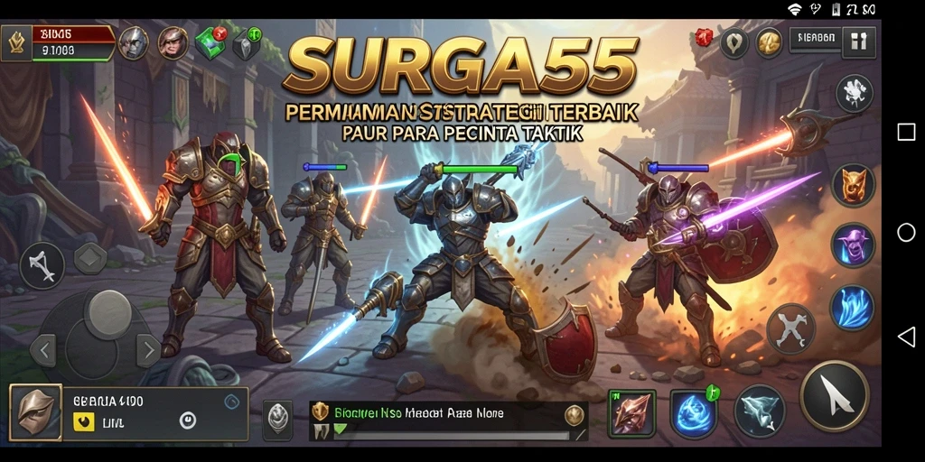 Screenshot gameplay SURGA55 menampilkan strategi tempur yang mendalam.