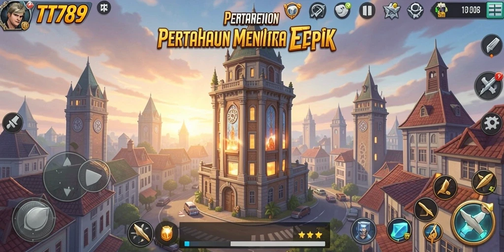Gameplay TT789 yang menegangkan dalam pertahanan menara.